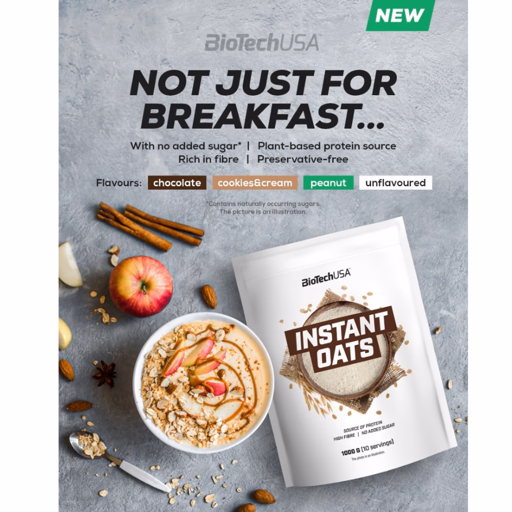 BioTechUSA Instant Oats Cookies & Cream 1000g – Flavored Oatmeal Powder 4