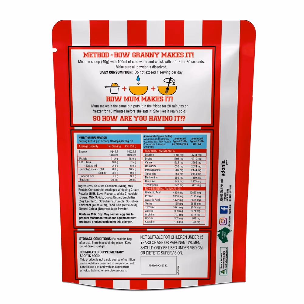 Adonis Casein Cookie Dough White Chocolate Berry 400g 2