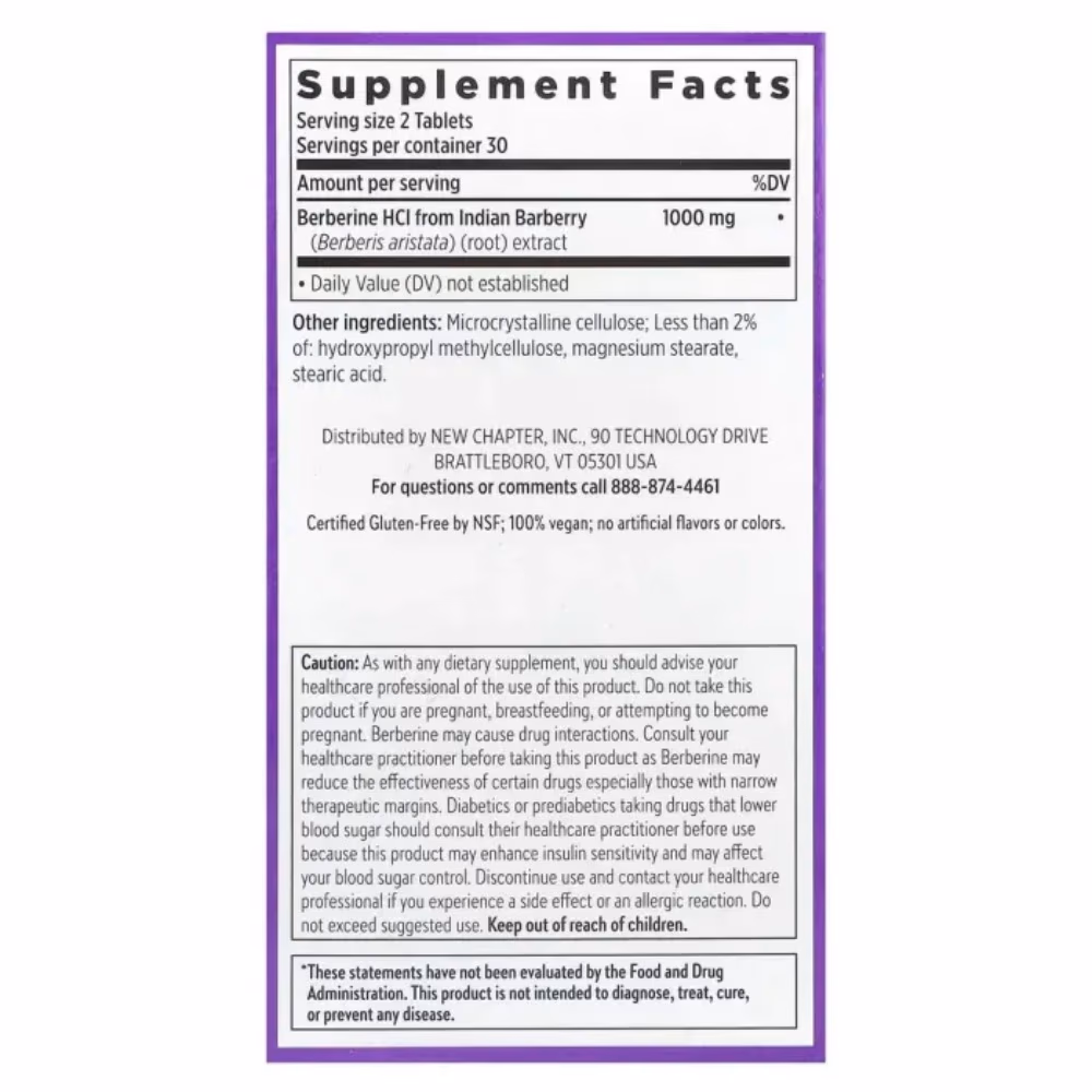 New Chapter Berberine 1000mg  (60 Vegan Tablets) 3