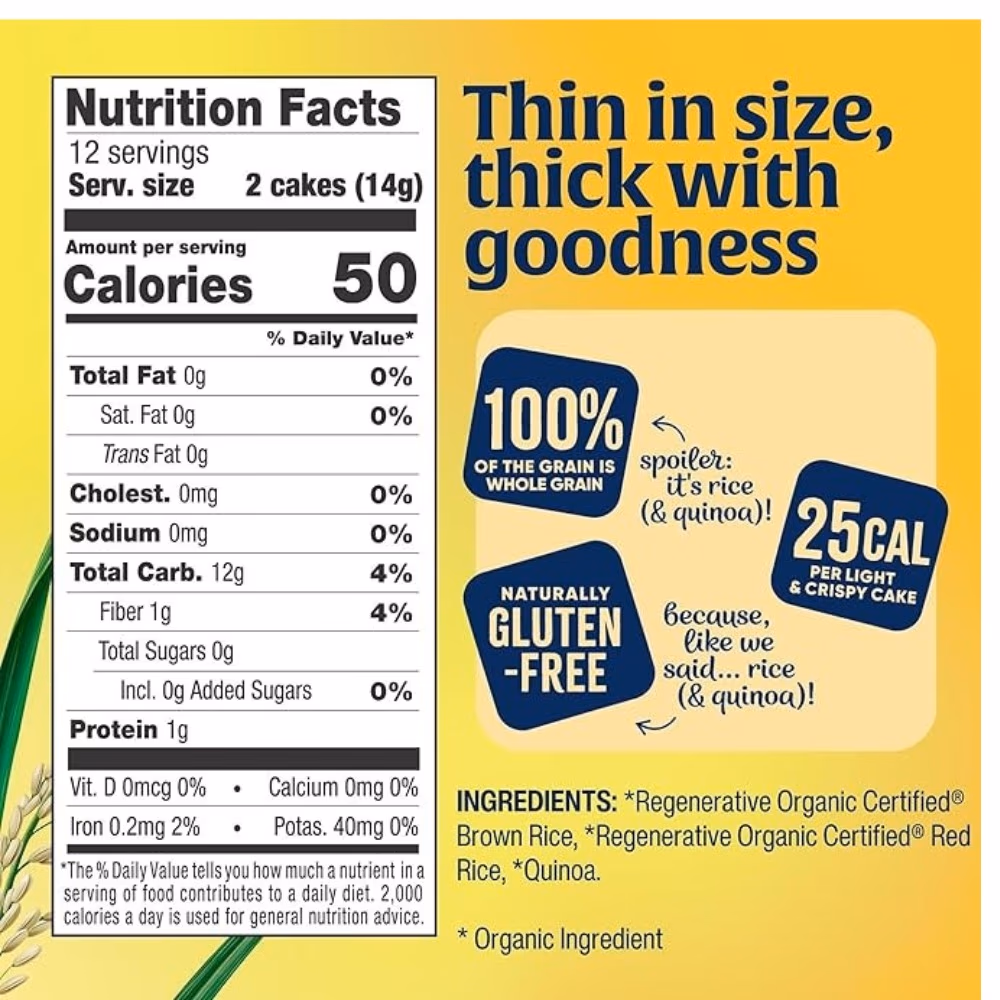 Lundberg Brown Rice Cake Red Rice & Quinoa (168g) 3