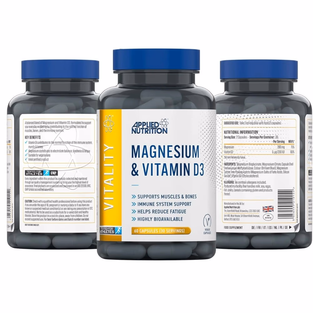 Applied Nutrition Magnesium & Vitamin D3 (60 Capsules) 2