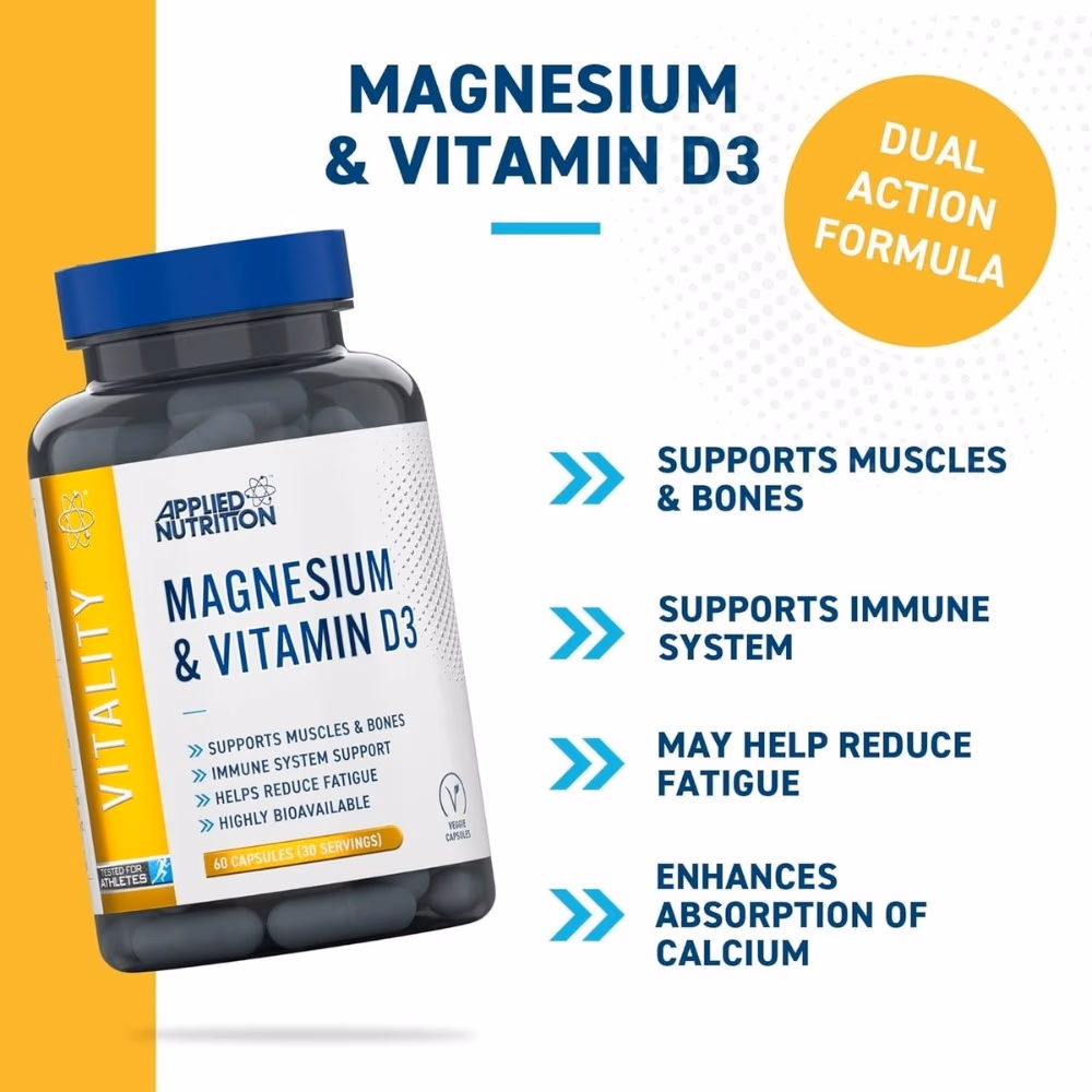 Applied Nutrition Magnesium & Vitamin D3 (60 Capsules) 3