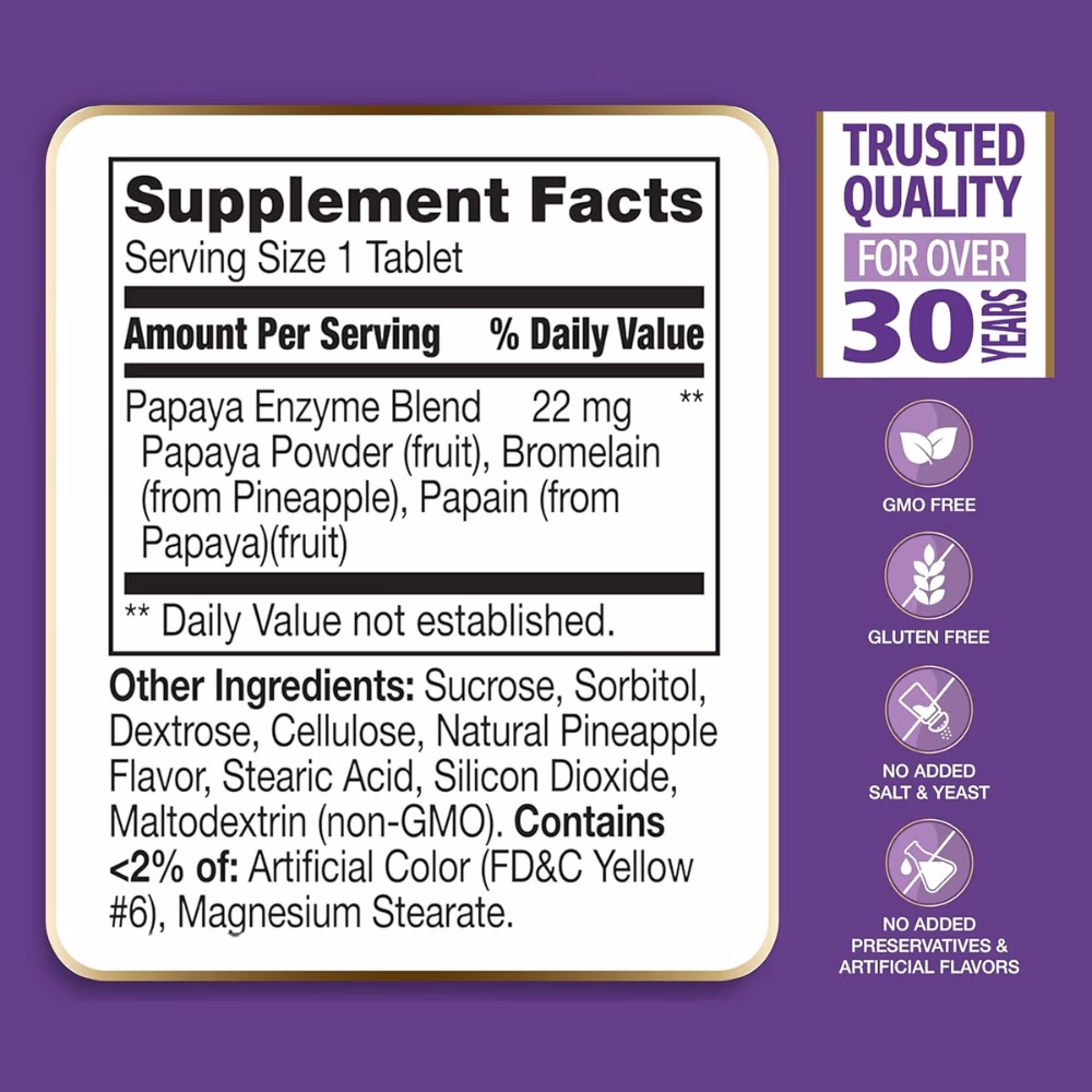 21st Century Papaya Enzyme Digestive Support (100 Tablets) 4