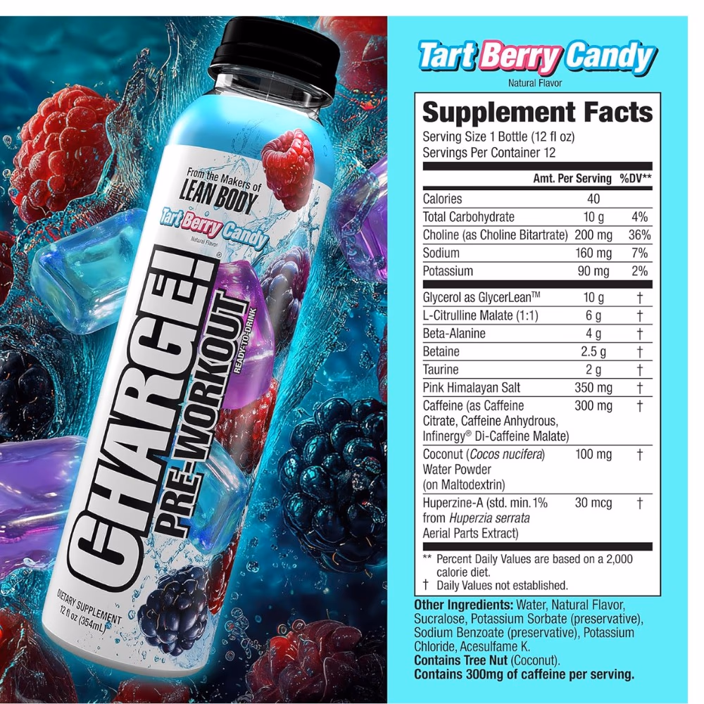 Labrada Charged Pre-Workout RTD - Tart Berry Candy (354ml) 2