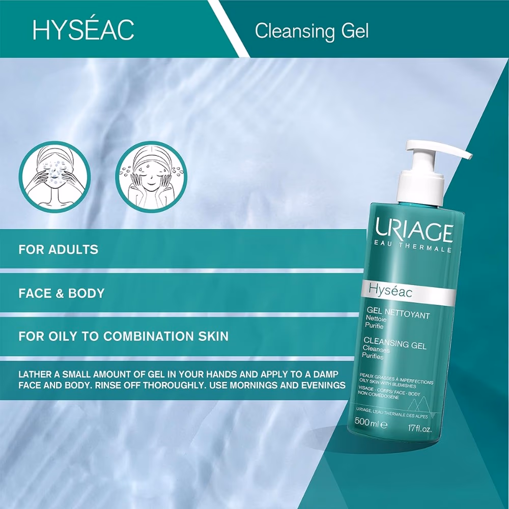 Uriage Hyseac Cleansing Gel 500ml 4