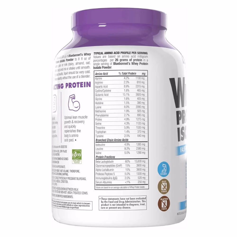 Bluebonnet Whey Protein Isolate 2lb Vanilla 4