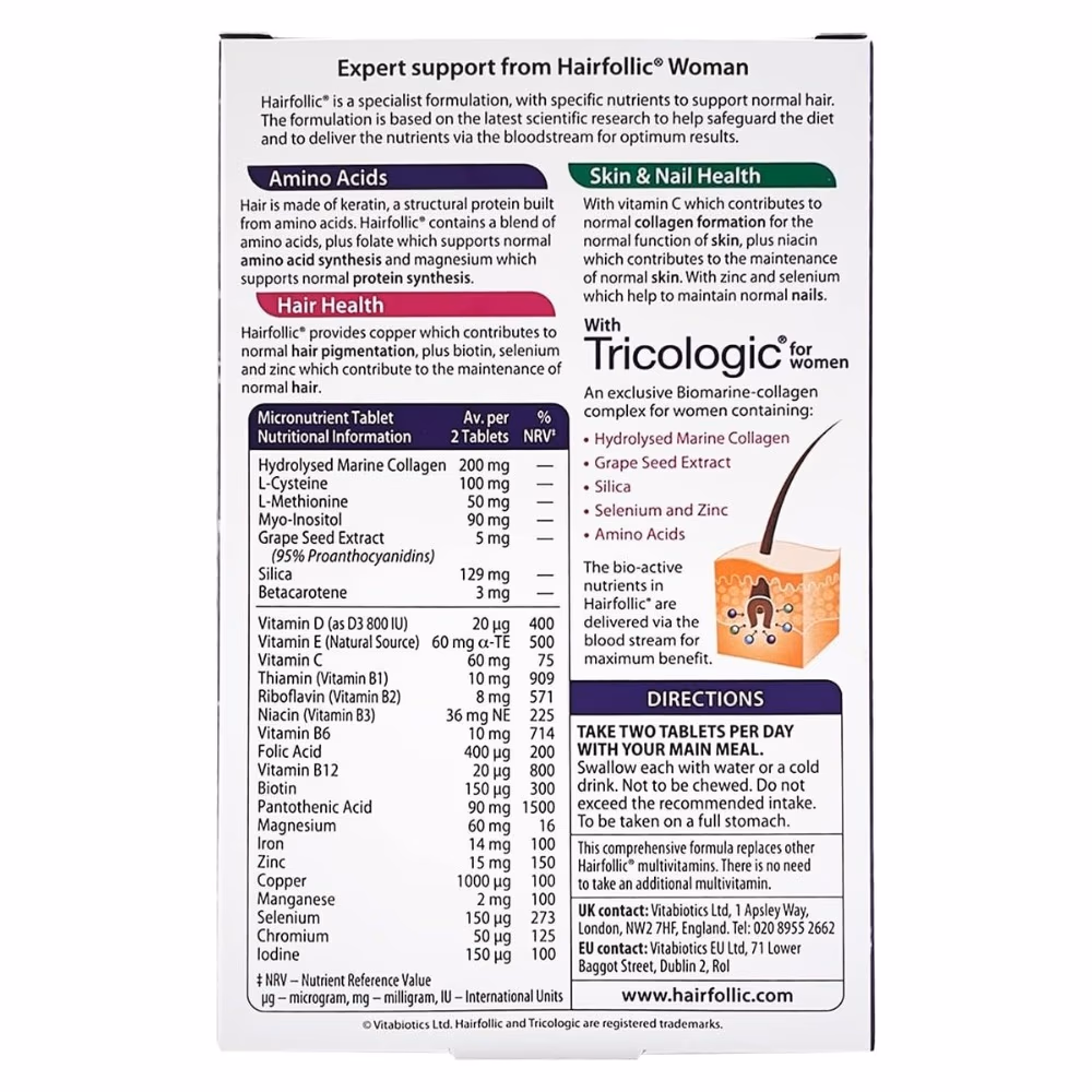 Vitabiotics Hairfolic Woman Tricologic Tablet 60s 3