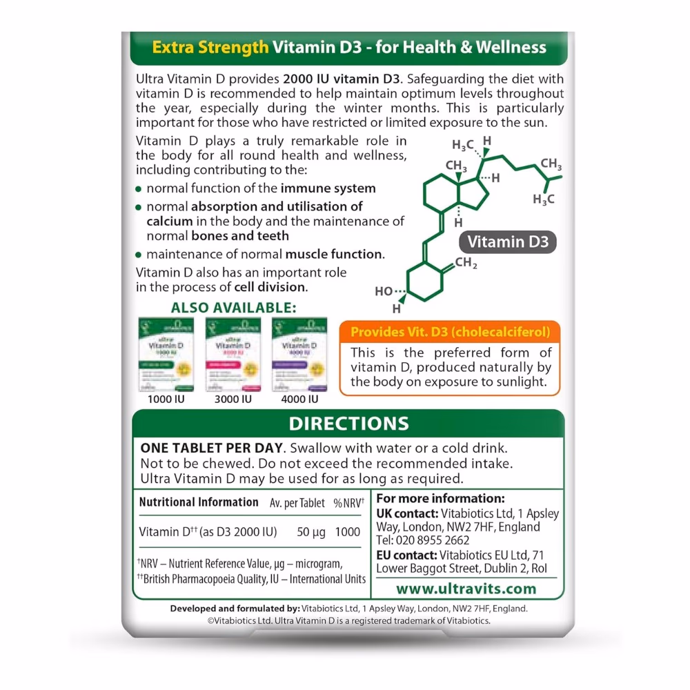 Vitabiotics Ultra Vitamin D 2000IU 96 Tabs 2