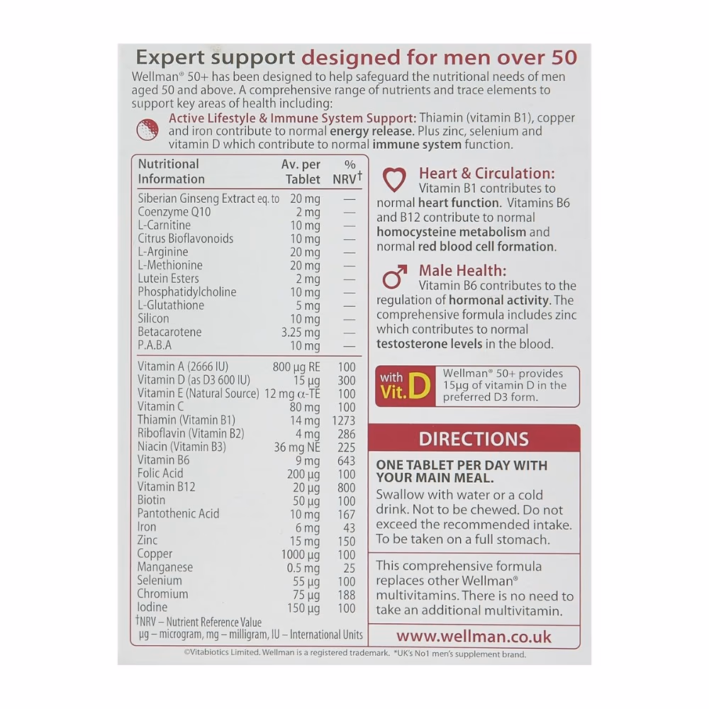 Vitabiotics Wellman 50+ 30 Tablets 2