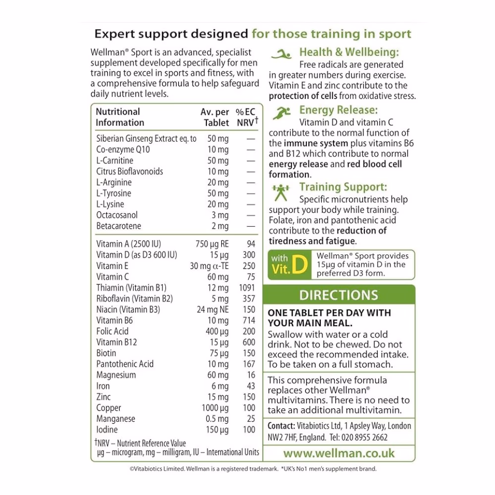 Vitabiotics Wellman Sport 30 Tablets 2