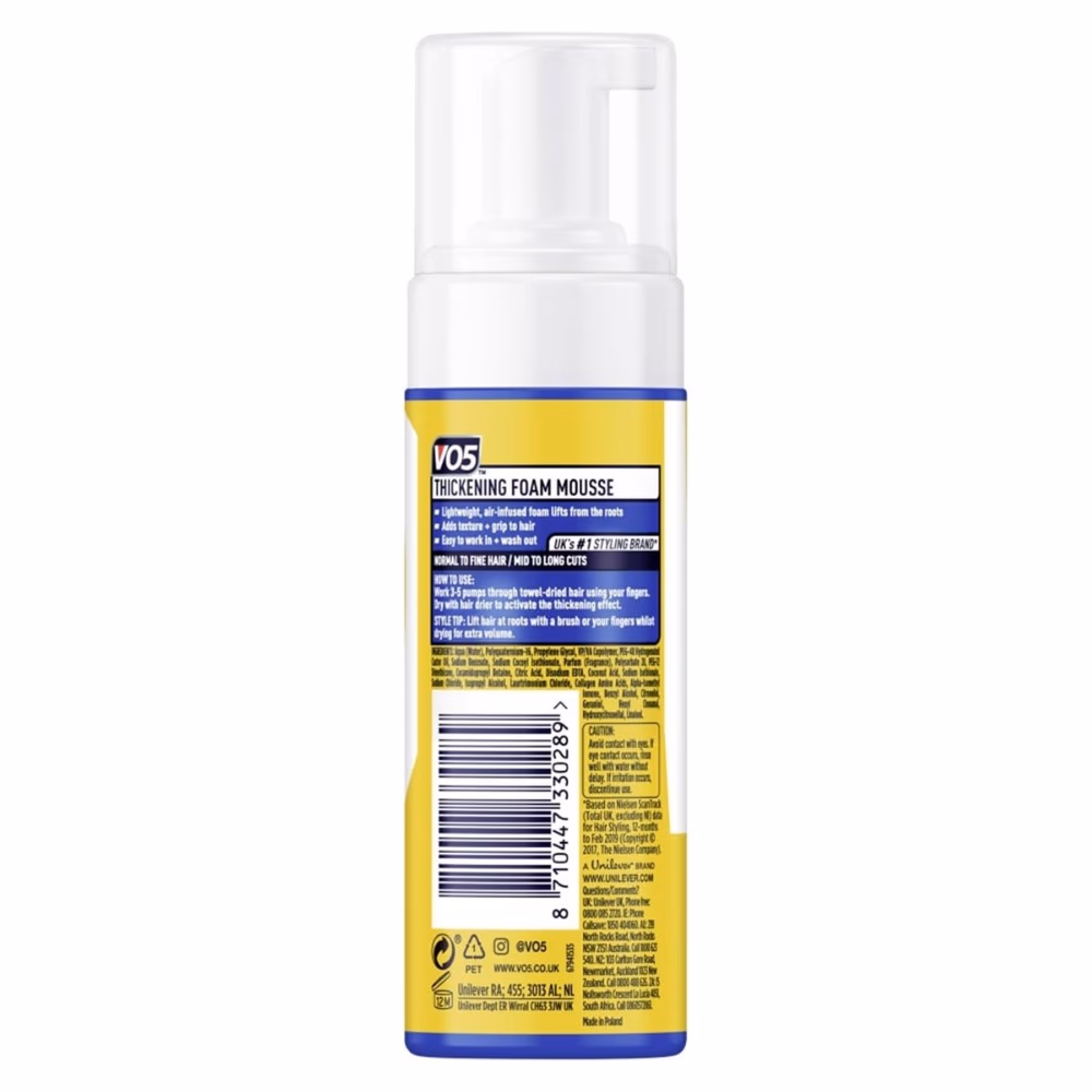 VO5 Thickening Foam Mousse Natural Hold 150ml 5