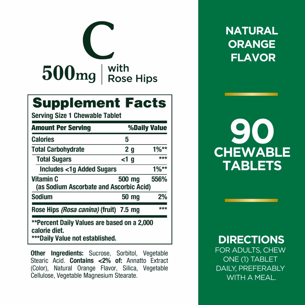 Nature’s Bounty Vitamin C 500mg 90 Chewable Tablets 4
