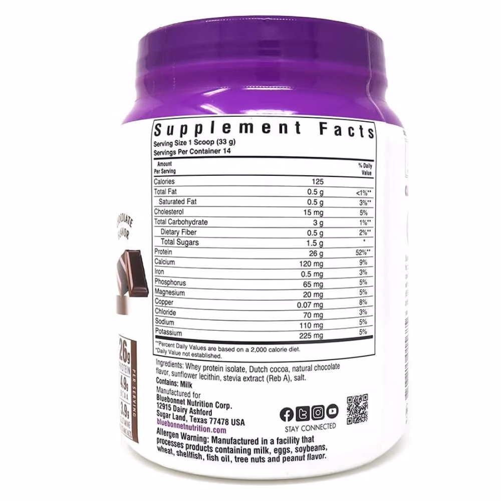Bluebonnet Whey Protein Isolate 1Lb Chocolate 2