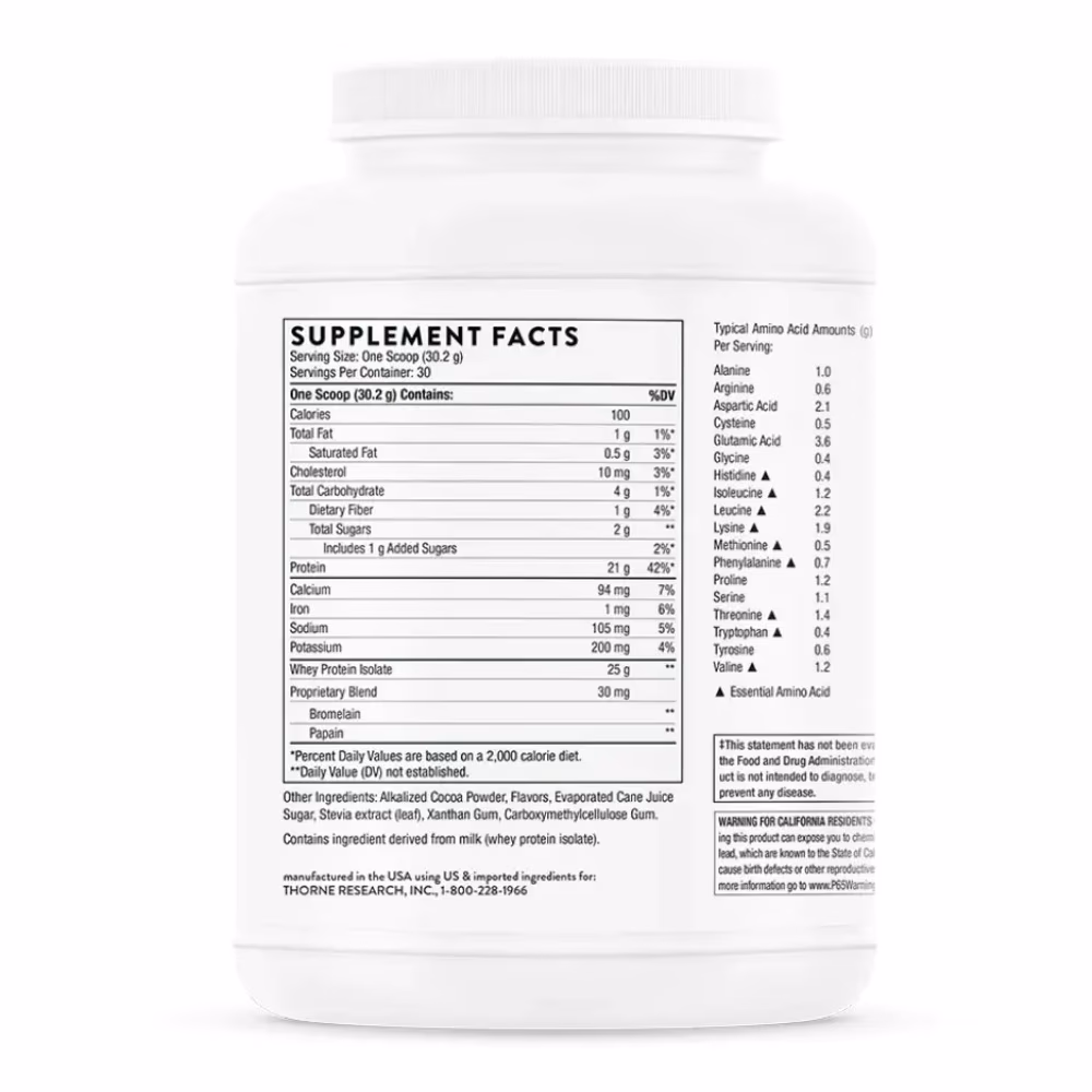 Thorne Whey Protein Isolate Chocolate 837g 3