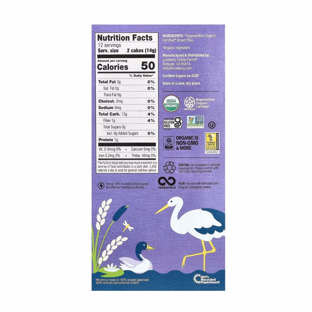  Lundberg Organic Thin Brown Rice Cakes (168g) 2