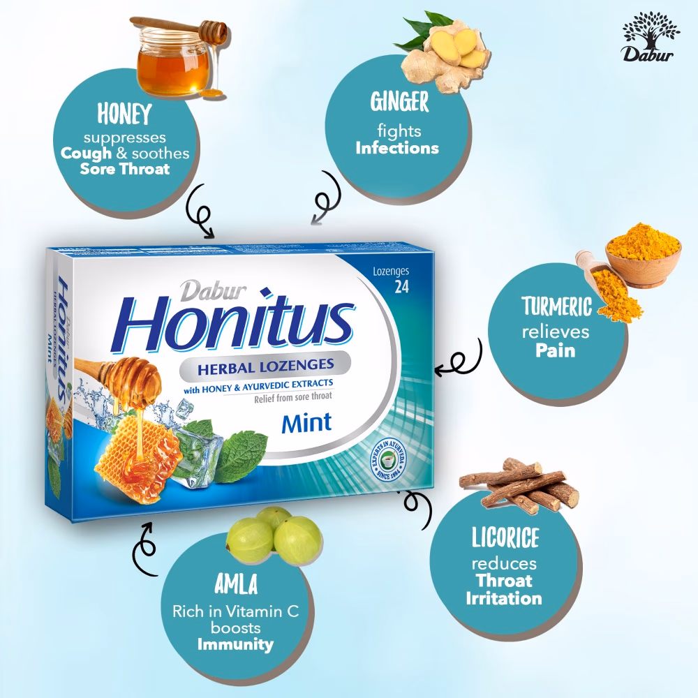 Dabur Honitus Herbal Lozenges Mint 24S 4