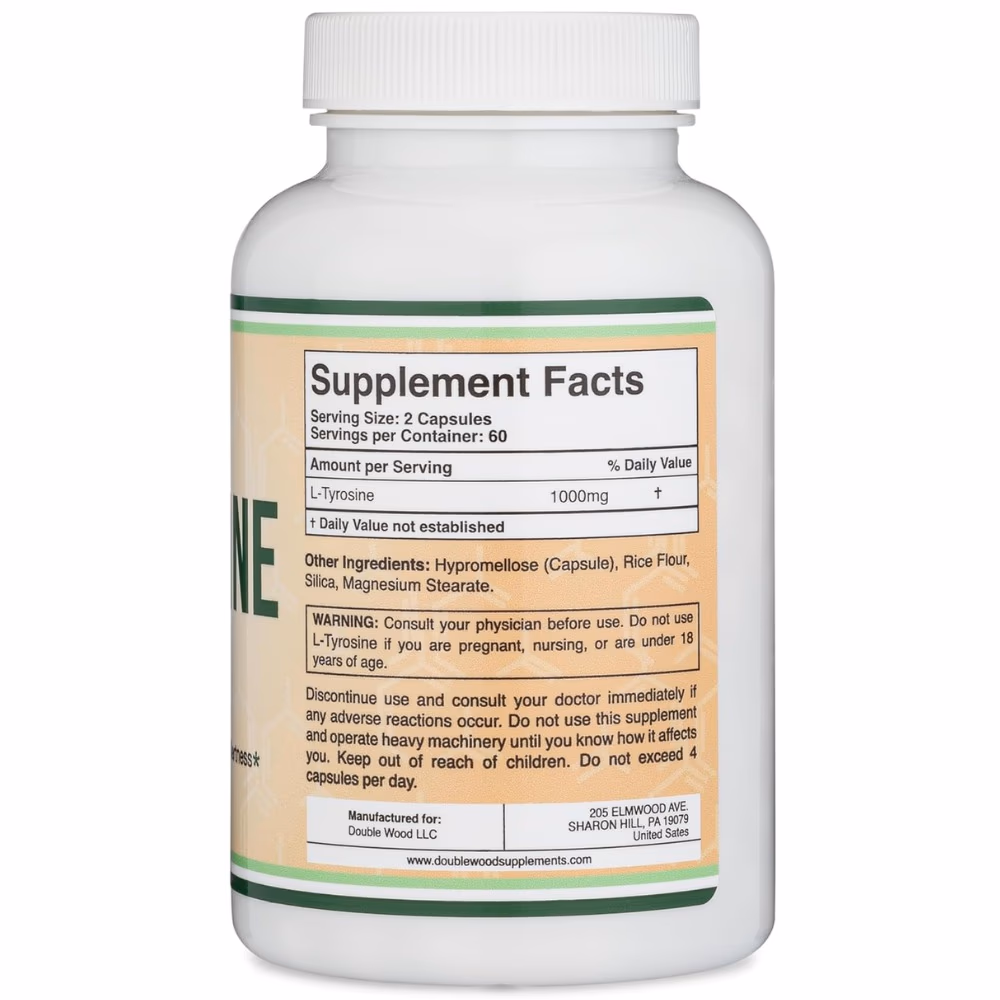Double Wood L-Tyrosine 1000mg-120 Capsules  3
