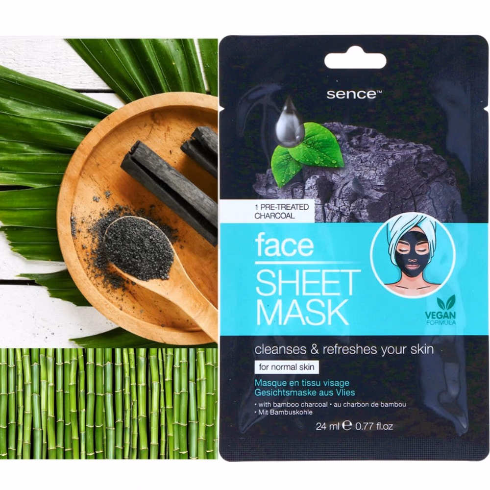 Sence Vegan Bamboo Face Sheet Mask Charcoal 24ml 2