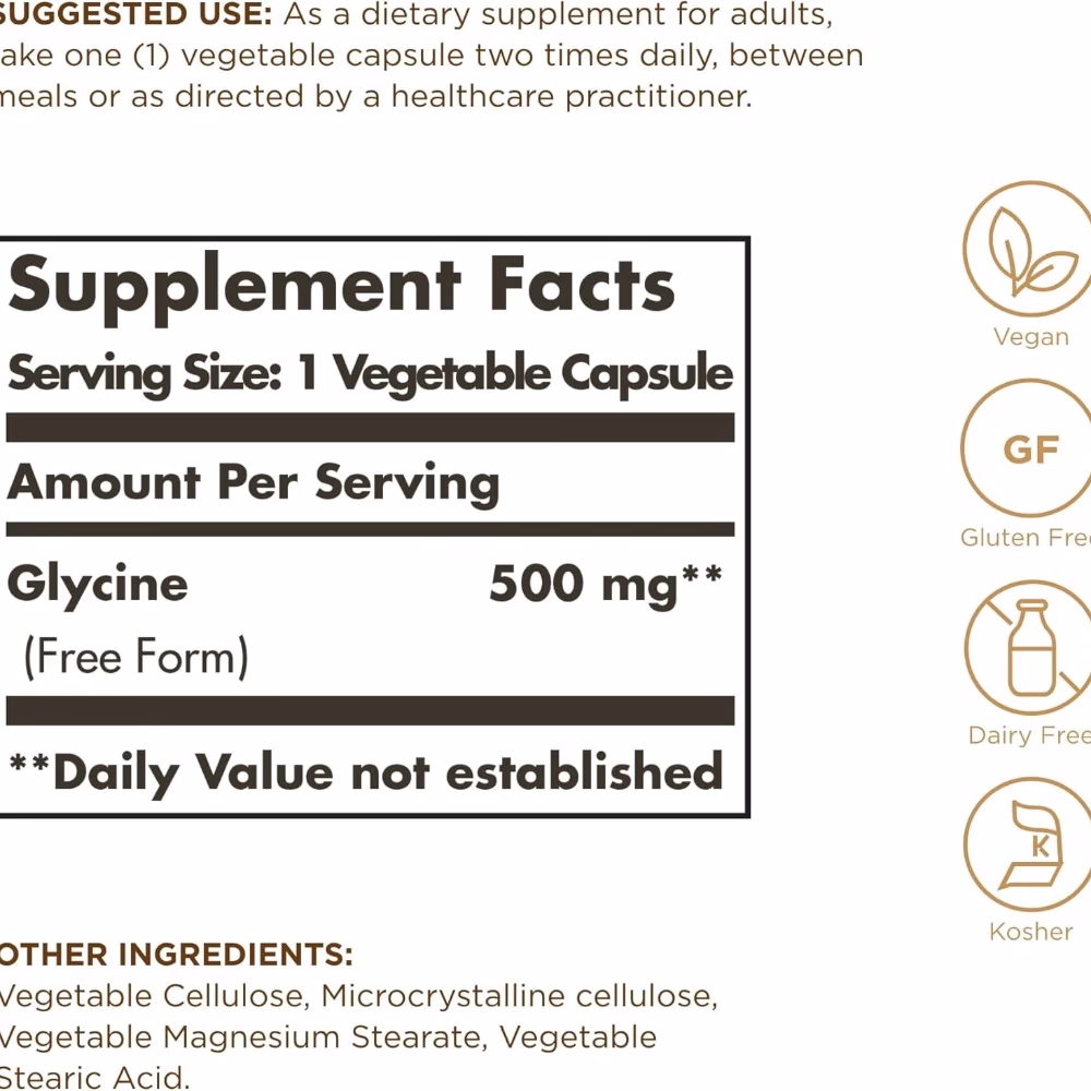 Solgar Glycine 500mg -100 Capsules 2