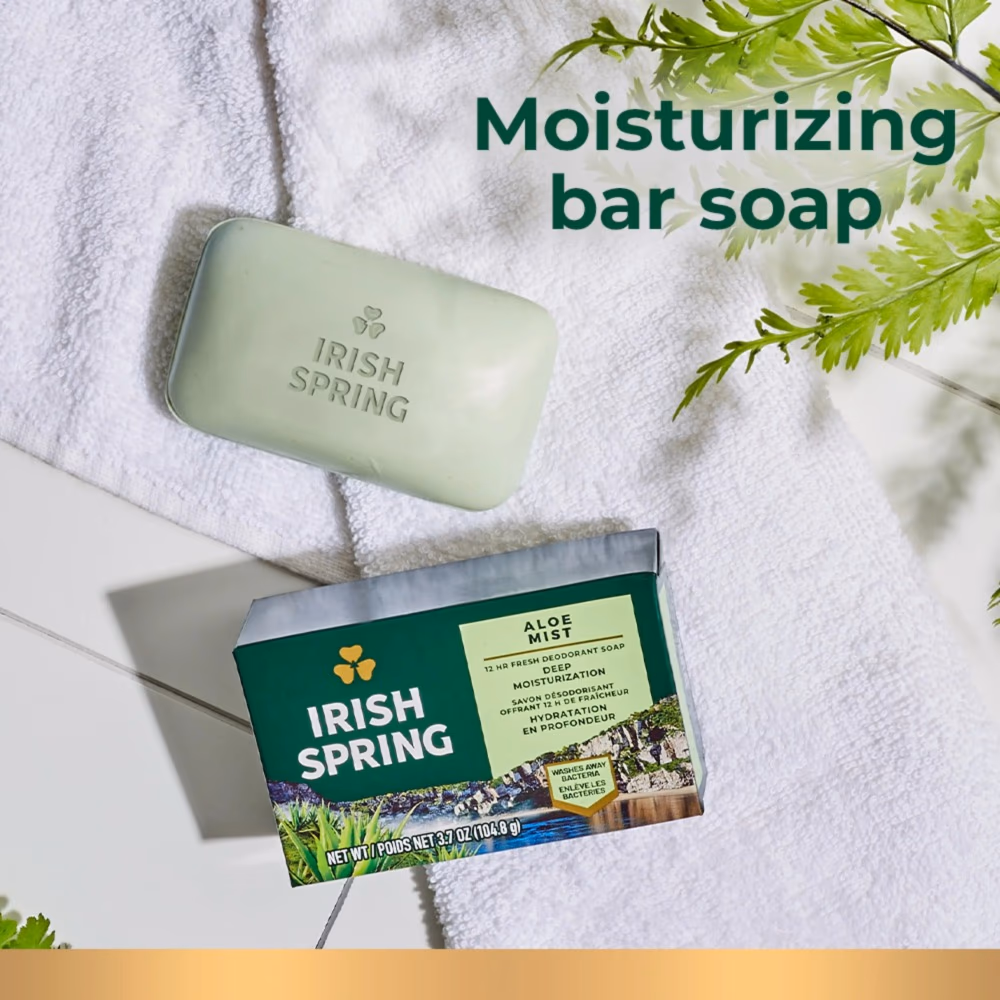 Irish Spring Aloe Mist Deodorant Soap Bar – 3.7 oz, 3-Pack  3