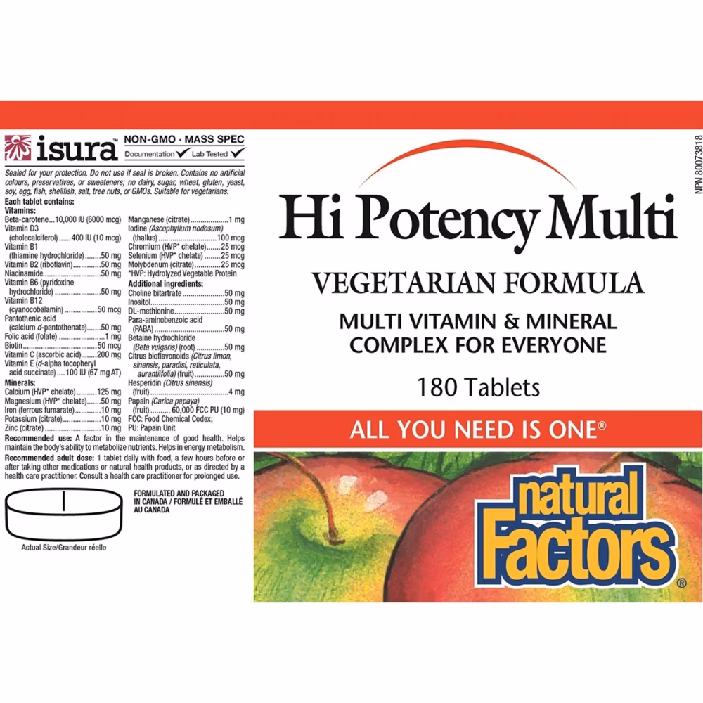 Natural Factors Hi Potency Multi 180 Tablets 2