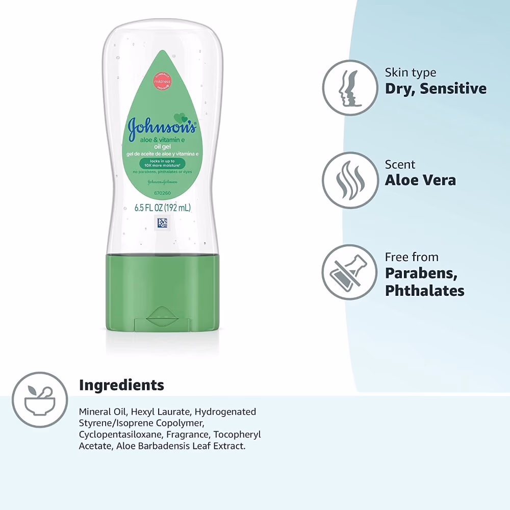 Johnsons Aloe and Vitamin E Oil Gel 192ml 2