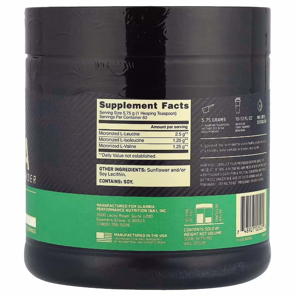 Optimum Nutrition BCAA 5000 Powder Unflavoured 345gm  2