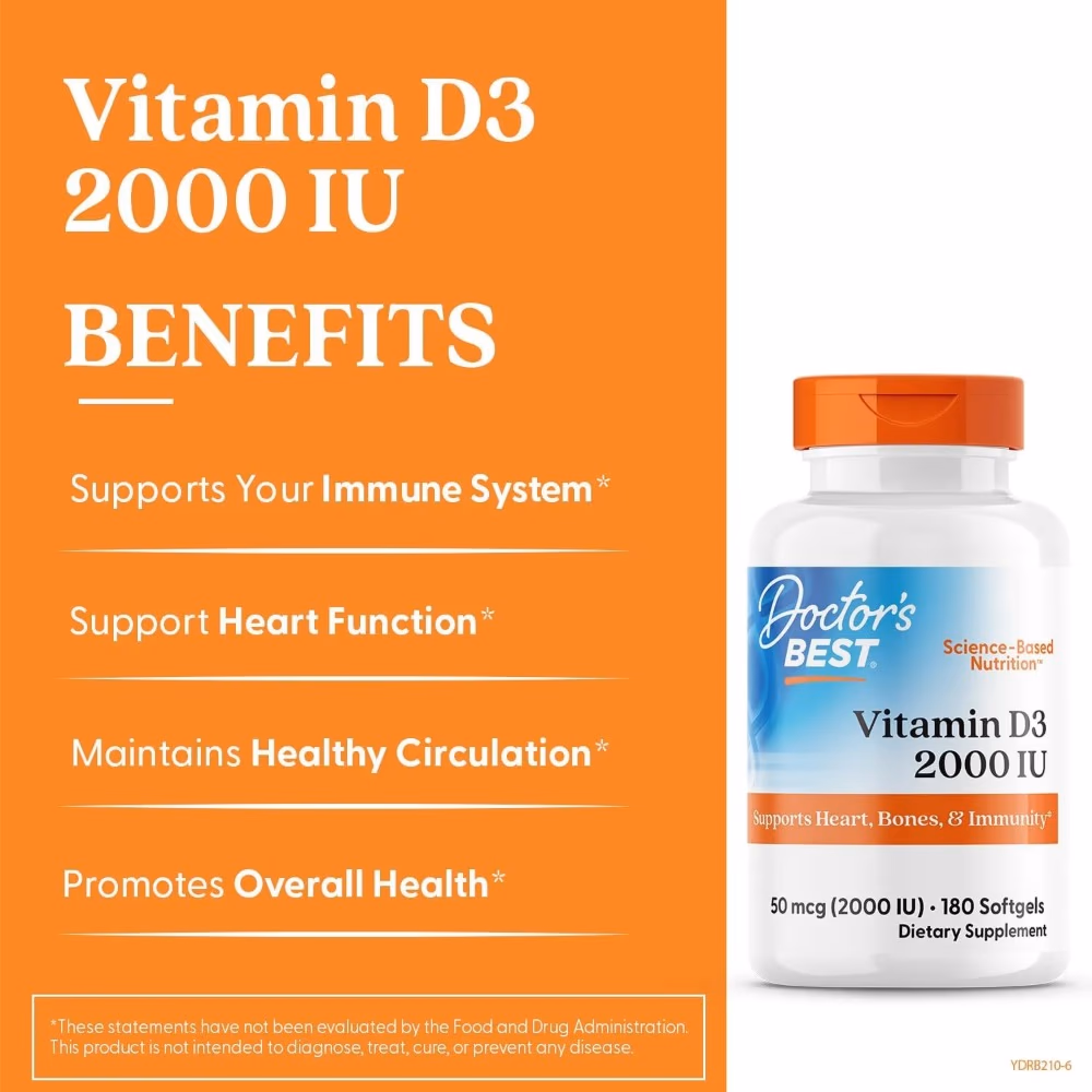 Doctor's Best Vitamin D3 2000 IU, 180 Softgels 3