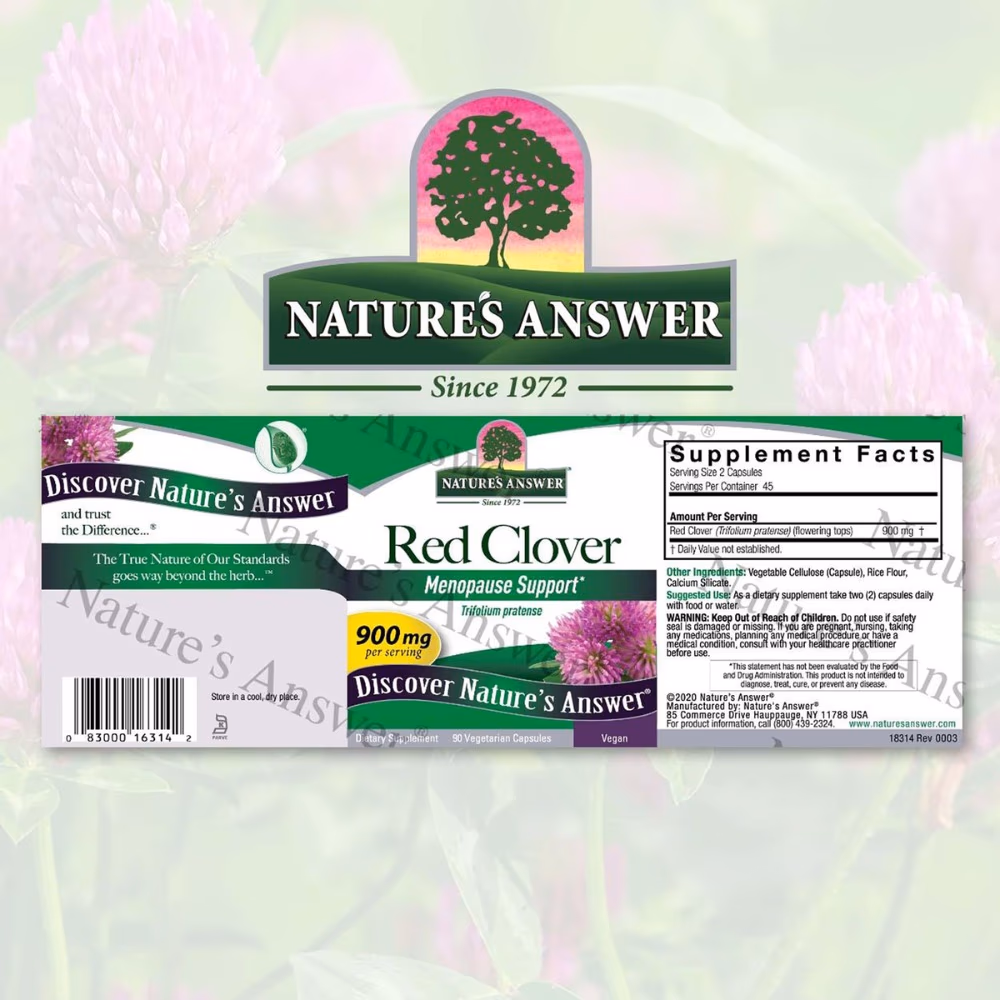 Nature's Answer Red Clover 900mg – 90 Vegetarian Capsules 2