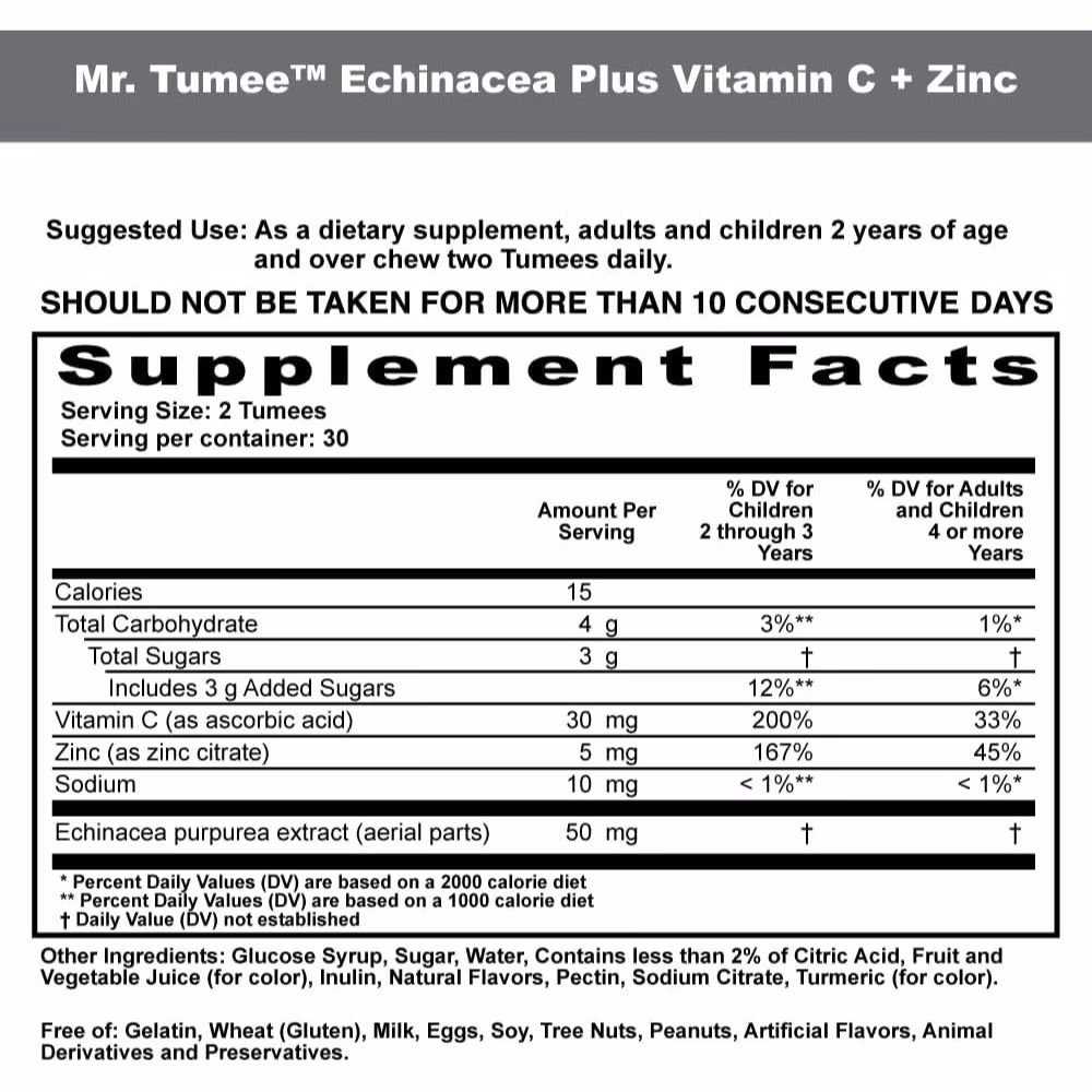 Mr.Tumee Echinacea and Zinc 60 Gummies 2