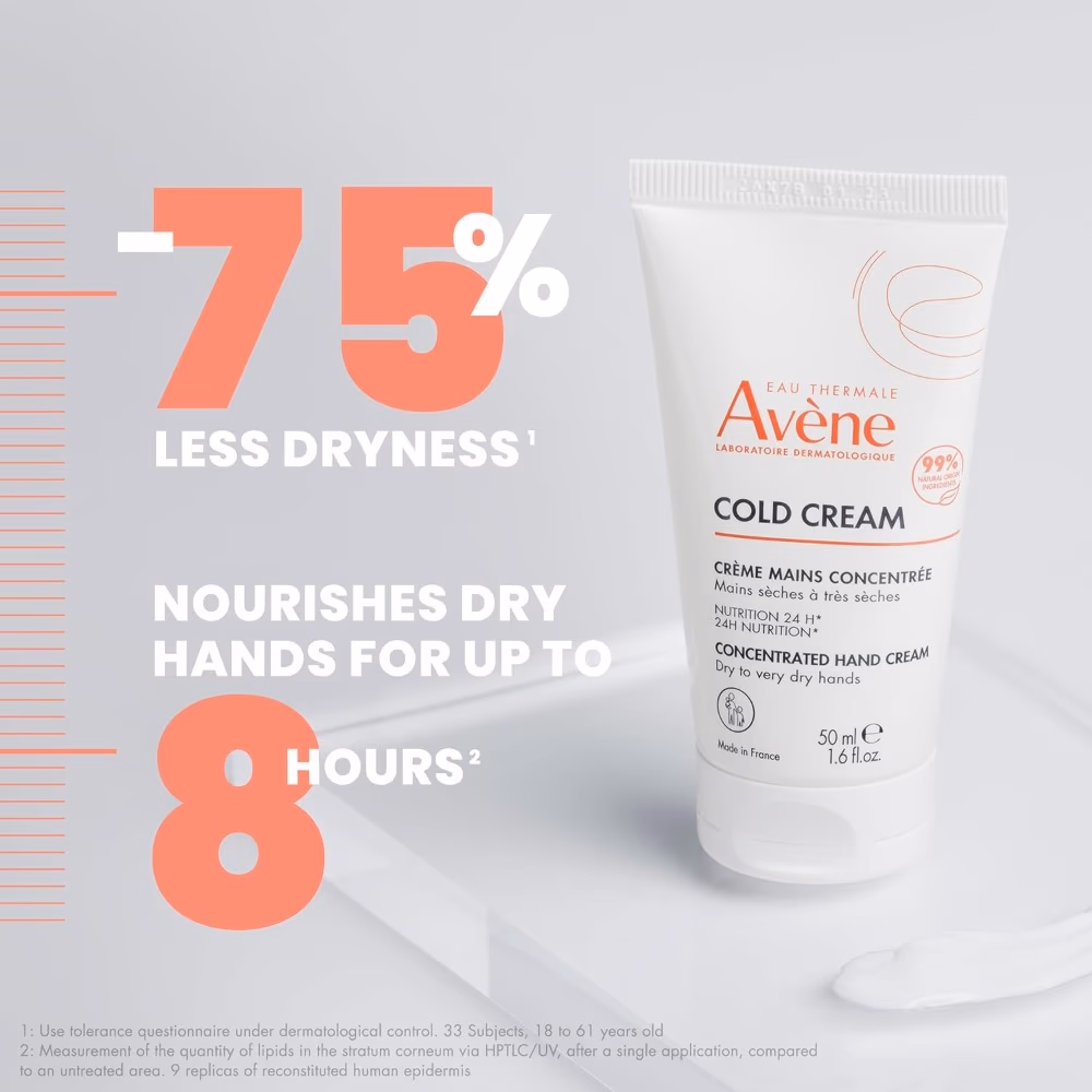 Avène Cold Hand Cream Concentre 50ml - Hydrating & Repairing Treatment for Dry, Cracked Hands 3