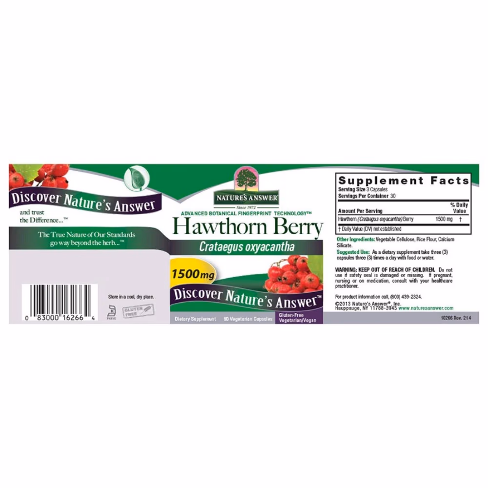 Natures Answer Hawthorn Berry 1500mg-90 Capsules 3