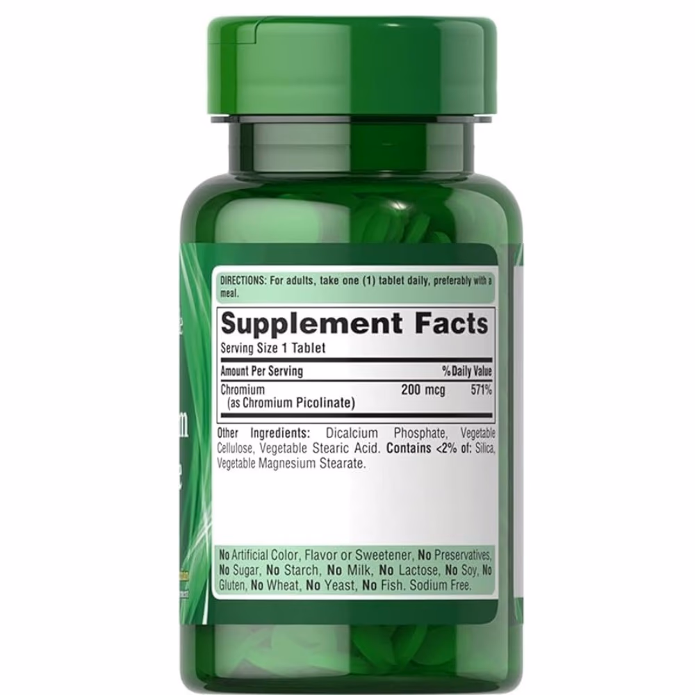 Puritan's Pride Chromium Picolinate 200mcg - 100 Tablets 2