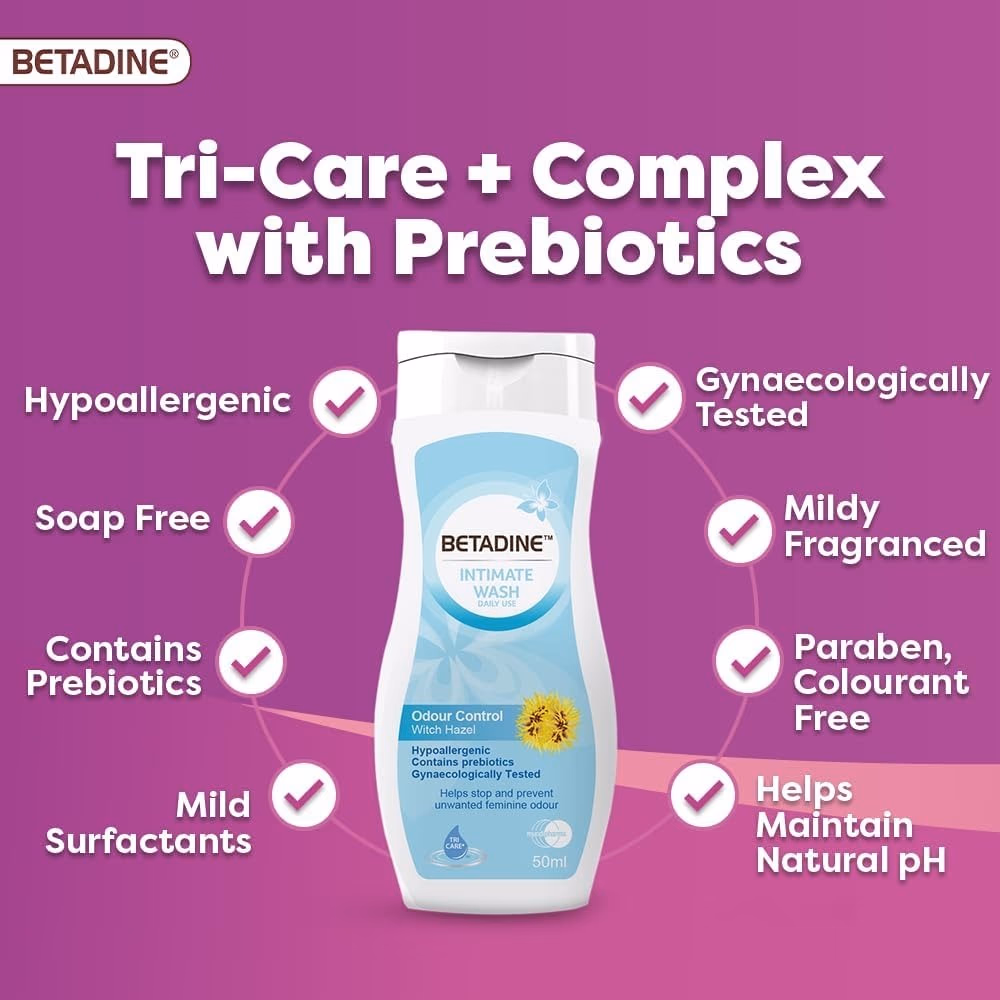 Betadine Intimate Wash Odour Control Hazel 50ml 3