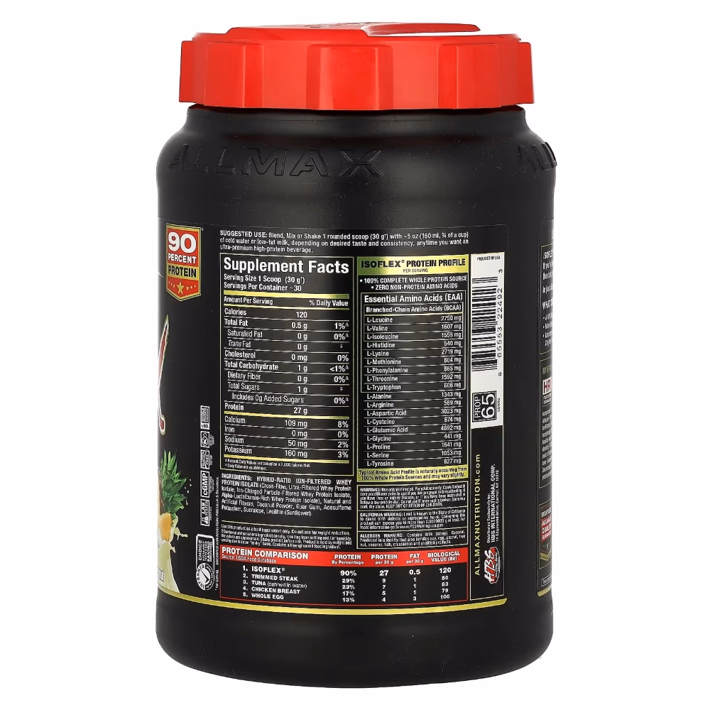 Allmax Isoflex Isolated Whey Protein Pineapple Coconut Flavor 2Lb 5