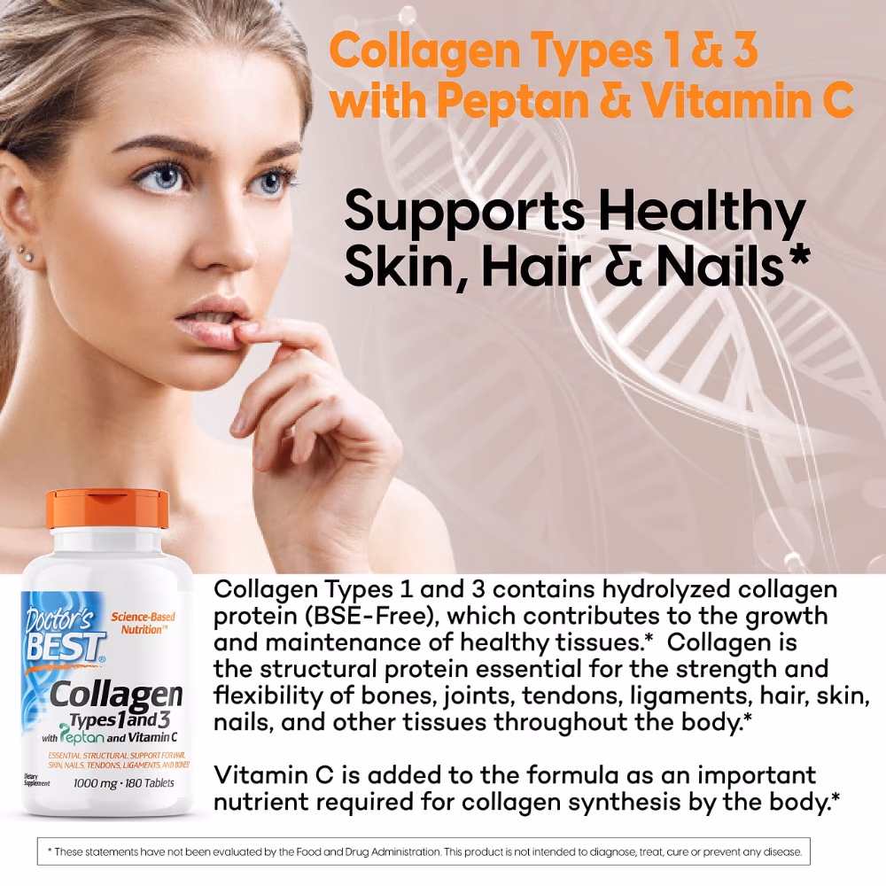 Doctor's Best Collagen Type 1 & 3, 1000mg 180 Tablets 4