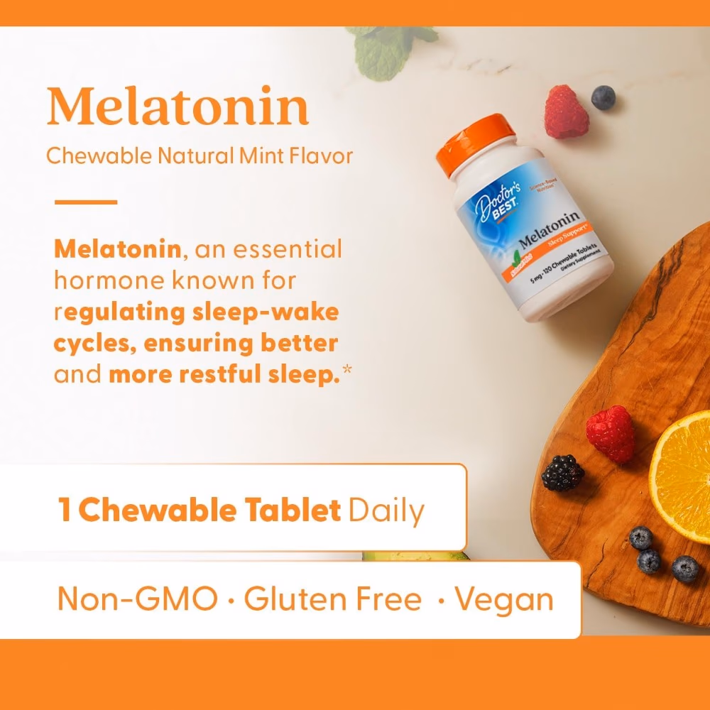 Doctor's Best Melatonin 5mg - 120 Chewable Tablets 5
