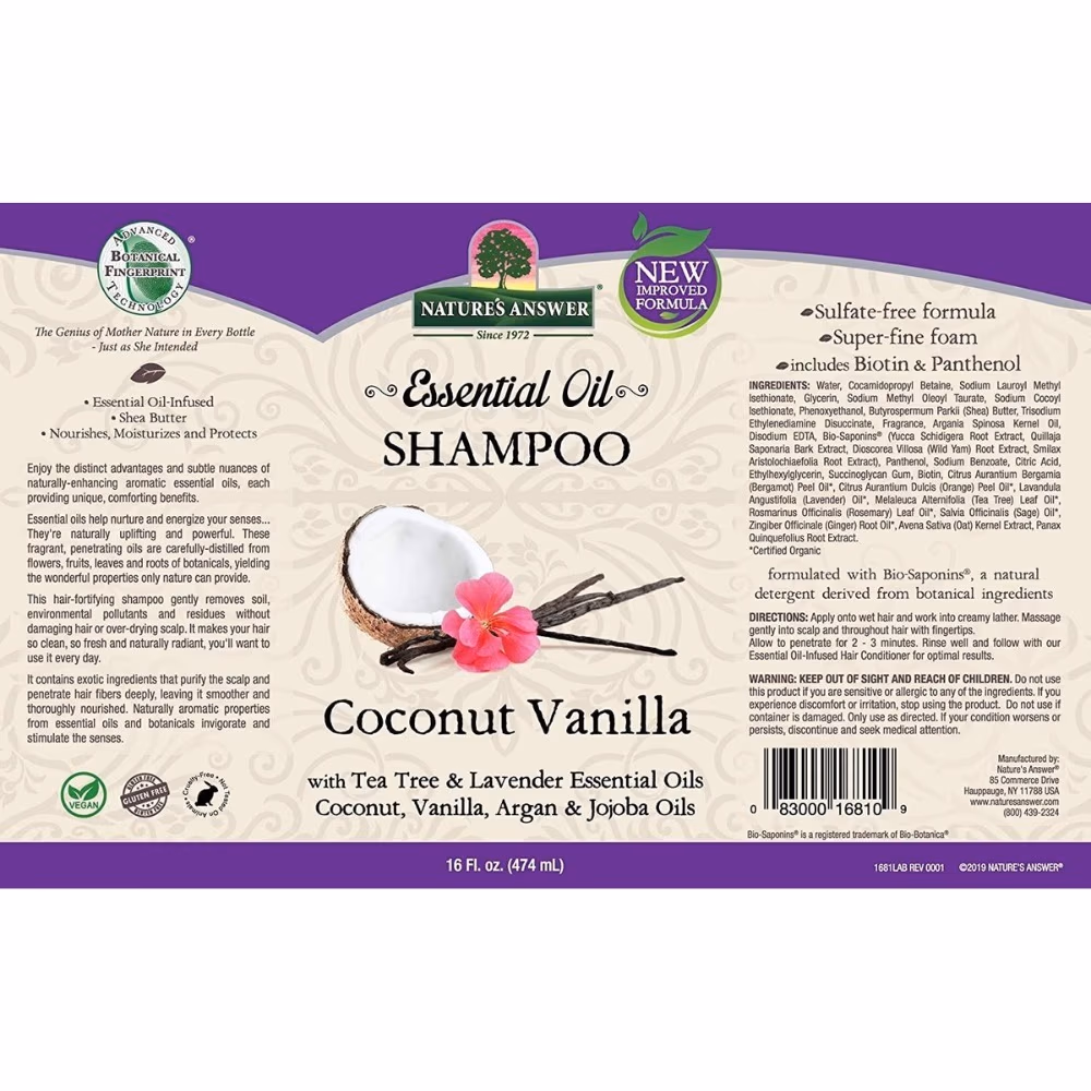 Nature's Answer Essential Oil Shampoo Coconut and Vanilla 474ml 2