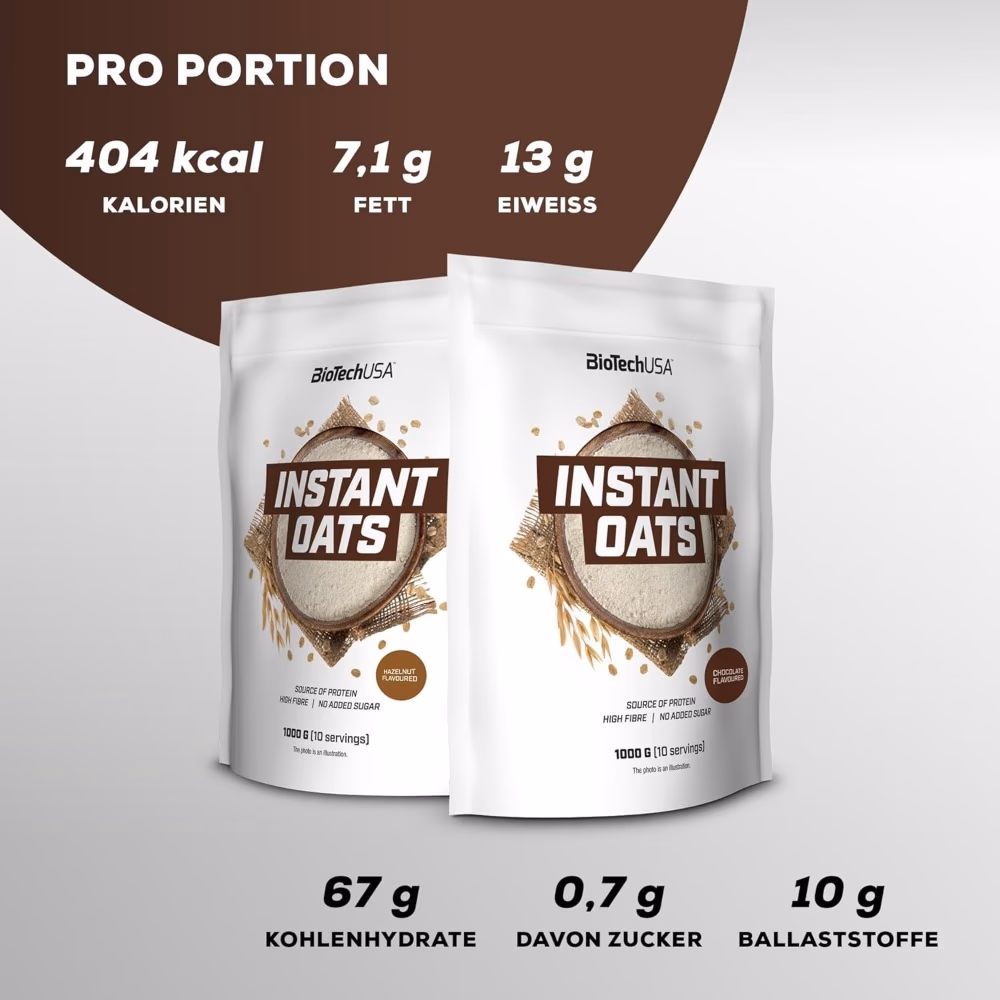 BioTechUSA Instant Oats 1000g – Hazelnut Flavoured Oat Powder 2