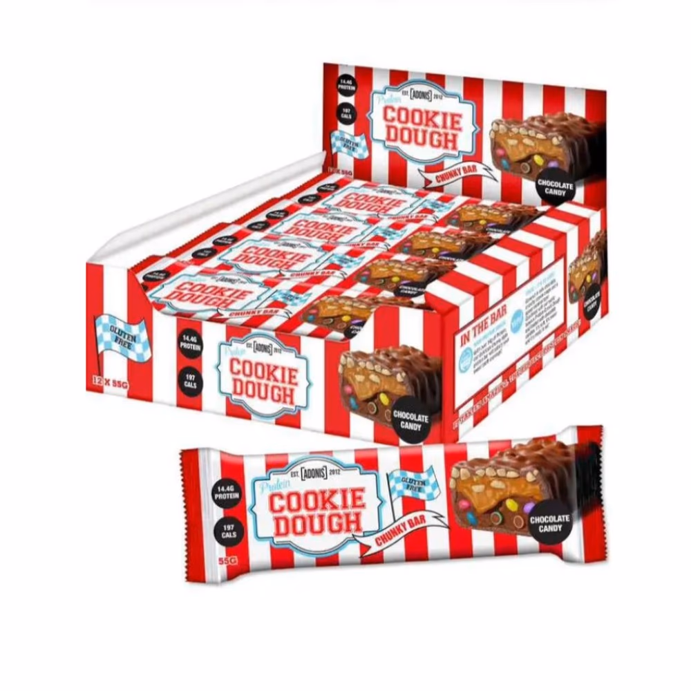 Adonis Protein Cookie Dough Bar Choc Candy 55gm 2