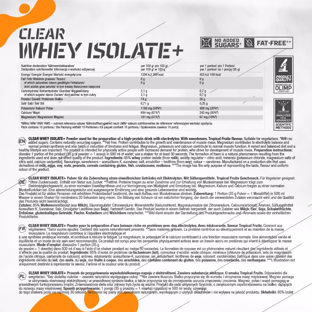 Olimp Clear Whey Isolate – 350g Tropical Fruits 3