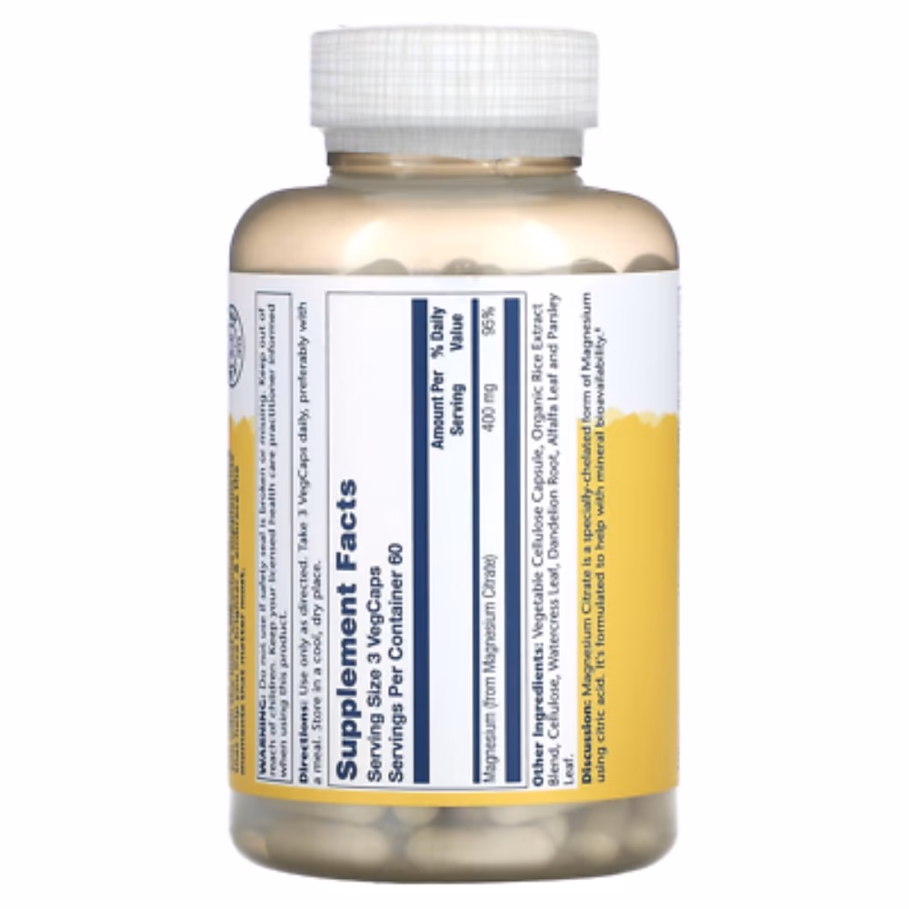 Solaray Magnesium Citrate 400 mg Capsules 180s 3
