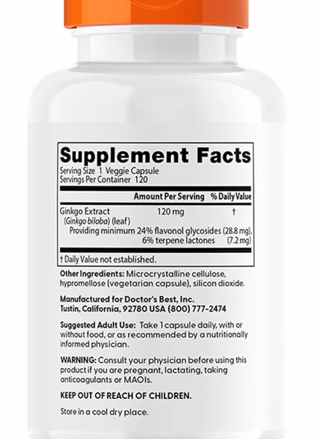 Doctor's Best Extra Strength Ginkgo, 120mg, 120 Vegetarian Capsules 2