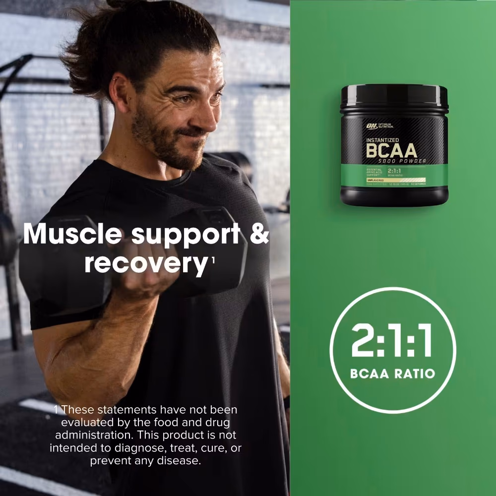 Optimum Nutrition BCAA 5000 Powder Unflavoured 345gm  5