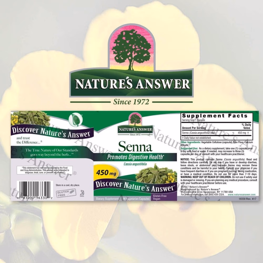 Natures Answer Senna Leaves 450mg-90 Capsules 3