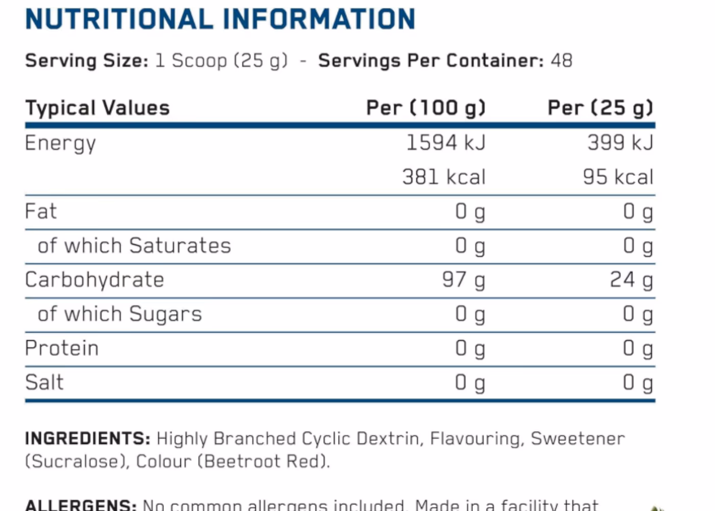 Applied Nutrition Carb-X Cyclic Dextrin Carbohydrates Powder Pineapple 1.2kg 2