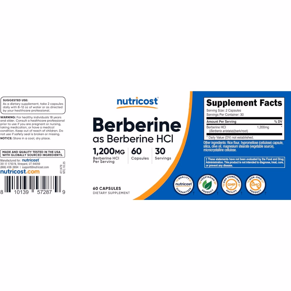 Nutricost Berberine 1200mg-60 Capsules 5