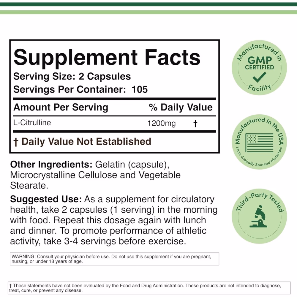 Double Wood L-Citrulline 1200 mg -210 Capsules 2