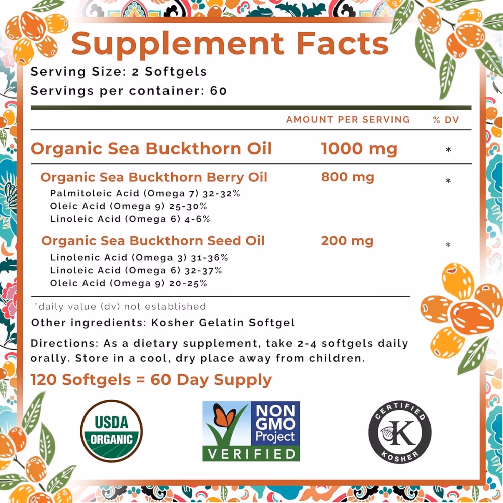 Seabuck Wonders Omega 7 Complete -120 Softgels  5