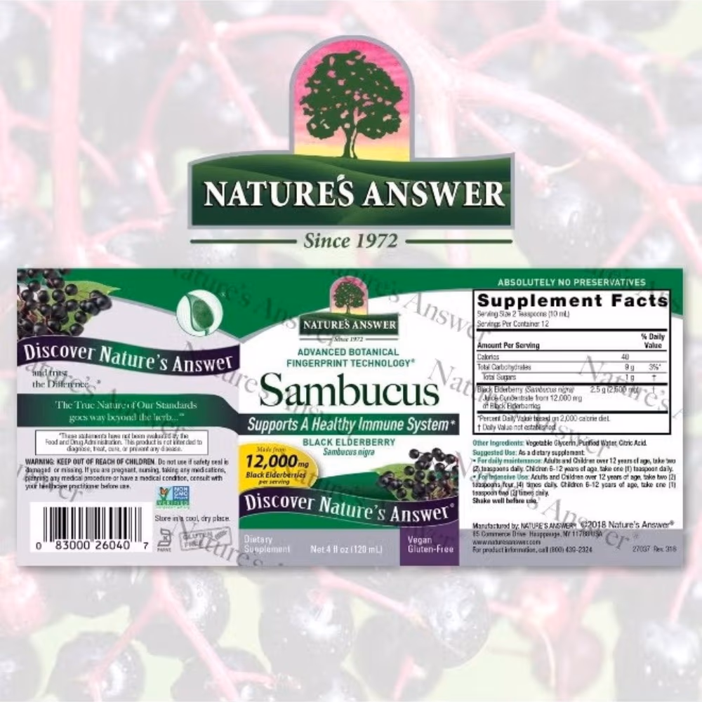 Natures Answer Sambucus Immune Black Elderberry Liquid-120 ml 3